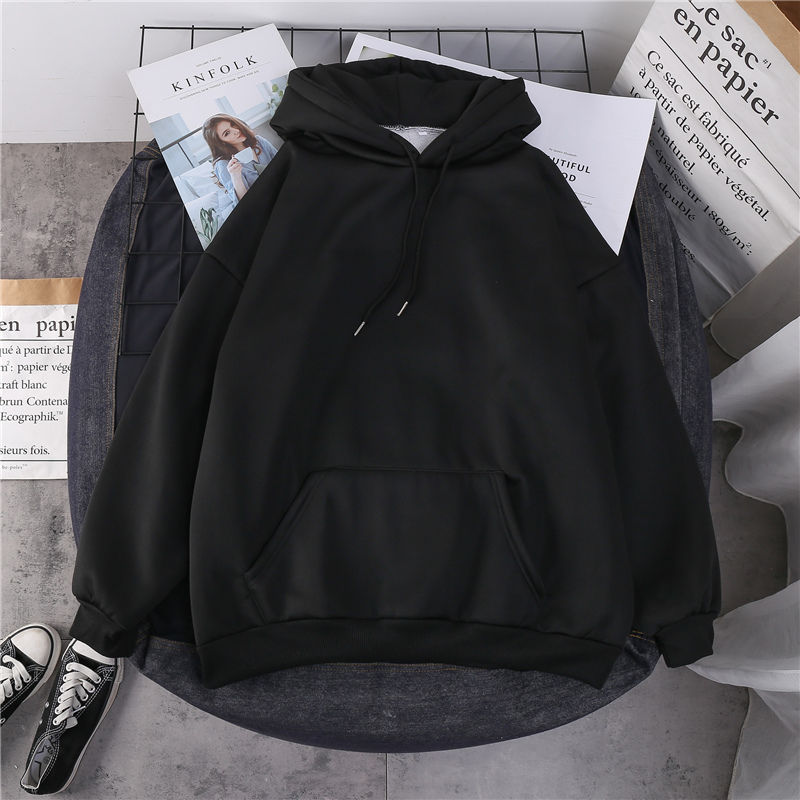 Jacket women solid color hoodies autumn winter imitation lamb wool korean loose plus velvet thick zipper sweatshirt tops