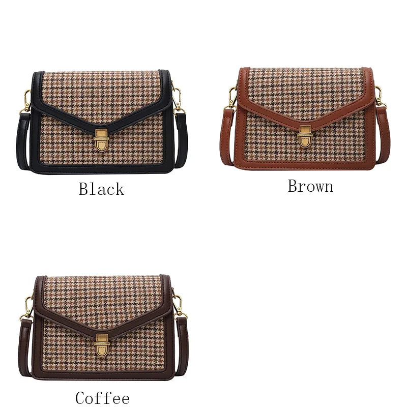 Plaid PU Leather Crossbody Bags For Women Luxury Vintage Shoulder Messenger Small Bag Female Trend Travel Handbags Purse