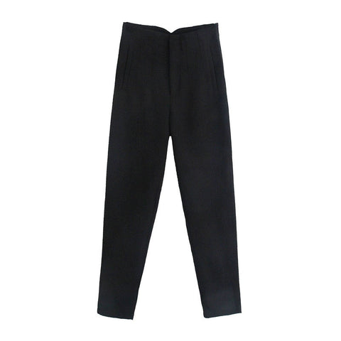 Woman Casual Solid High Waisted Pants Spring Elegant Female Basic Pocket Pant Office Ladies 14 Color Pant