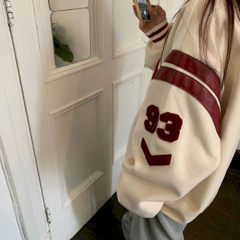 Jacket Women Jackets Oversized Baseball Punk Clothes Autumn/winter New Clothes Korean Students Thickened Plus Velvet Sweatshirt