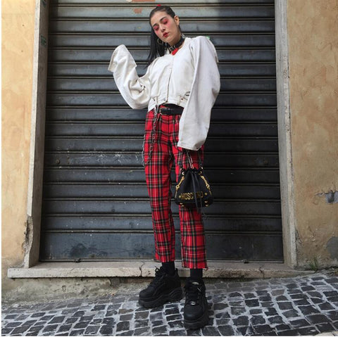 New Plaid Pants Women Hight Waist  Trousers Women Harem Pants  Full Length  Streetwear  Pockets  Plus Size Women Spring Pbong mid size graduation outfit romantic style teen swag clean girl ideas 90s latina aesthetic