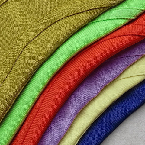 Pbong High Quality Pink Yellow Knee Length Rayon Bandage Dress Evening Party Elegant Dress