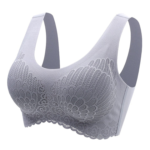 Plus Size Bras For Women Latex Seamless Bra With Gathers Pad Comfortable Bralette Push Up Brassiere Bra Vest Wireless