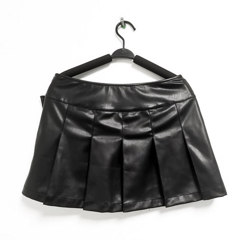 Pbong - Summer New Leather Skirt Korean Fashion All-match High Waist Pleated Sexy Vintage Short Skirt Y2k Black Mini Women's Skirt