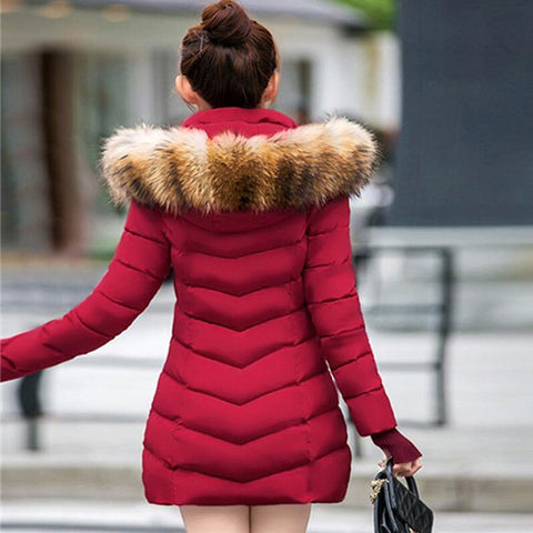 Fashion Winter Jacket Women Big Fur Belt Hooded Thick Down Parkas X-Long Female Jacket Coat Slim Warm Winter Outwear New