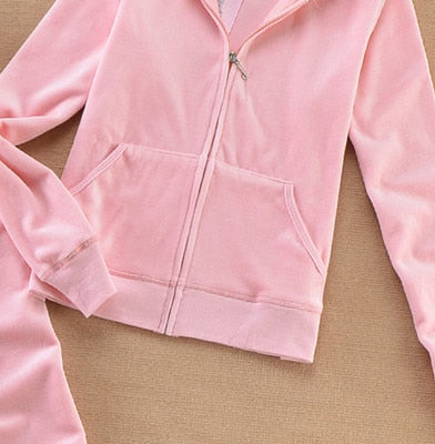 Velvet Zipper Sweatshirt And Pants Fat Sister Sportswear Women's Brand Spring/Fall Fabric Tracksuits Velour Suit Hoodies