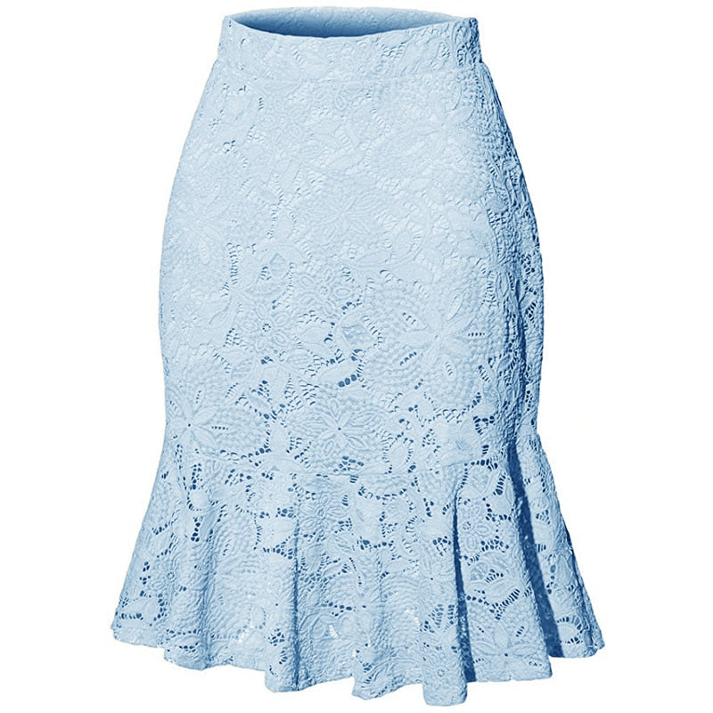 Pbong  mid size graduation outfit romantic style teen swag clean girl ideas 90s latina aestheticWoman Skirts Mini Mermaid Skirt High Waist Slim Fit Elegant Skirts Summer Office Bottoms Fishtail Knee-length Woemn Lace Skirt