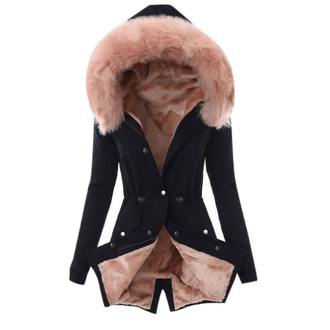 Winter Women Coat Ladies Fur Lining Coat Womens Winter Warm Thick Long Jacket Hooded Overcoat Fashion Parka Coat Jacket