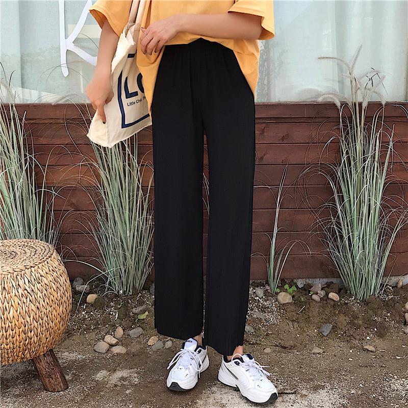 Pants Women Comfortable Loose Breathable Students Korean Style Casual Elegant Wide Leg High Elastic Waist Trendy Womens Trousers