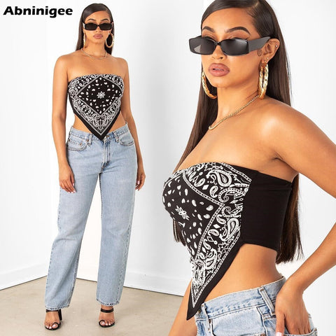 Pbong mid size graduation outfit romantic style teen swag clean girl ideas 90s latina aestheticCrop Top Women Y2k Backless Printed Tube Top Sexy Spahetti Strap Back Bandage Summer Top Ladies Hem Asymmetric Camisole