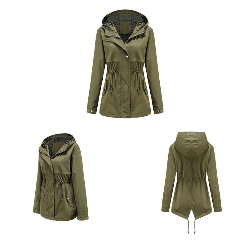 Trench Coat For Women New Autumn Fashion Long Sleeve Plus Size Overcoat Female Casual Outwear Loose Hooded Windbreaker