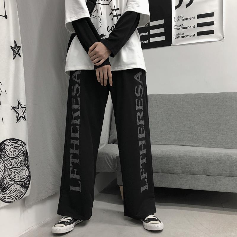 Pants Women Printed Leisure Chic Unisex Couples Trousers Harajuku Womens Loose Daily Setreetwear Hip-hop Ins Retro New Ulzzang