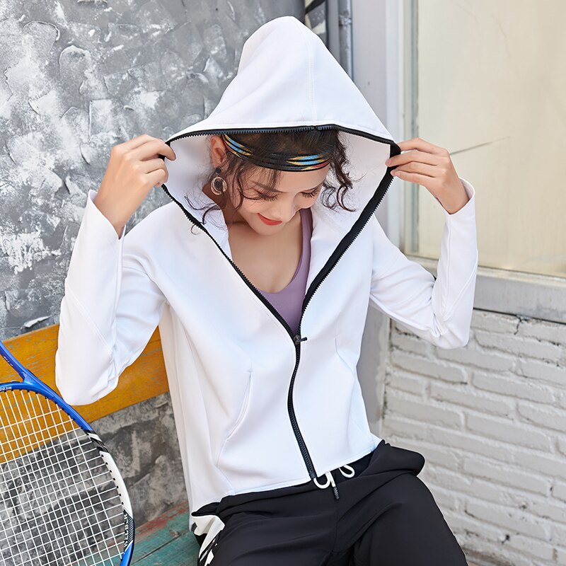 Loose sports jacket female net red fitness running quick-drying jacket zipper hooded casual training clothes outer wear