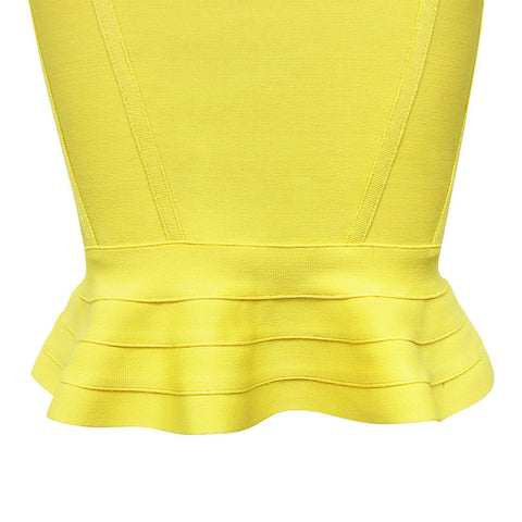 Pbong High Quality Pink Yellow Knee Length Rayon Bandage Dress Evening Party Elegant Dress