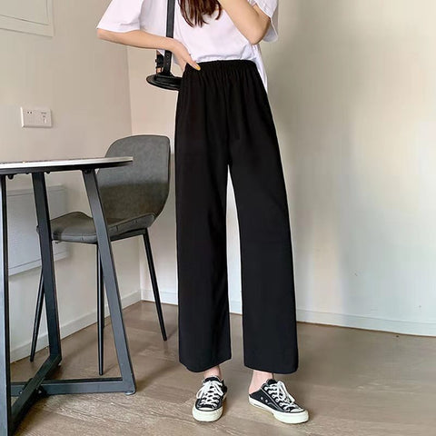 pbong Black Pencil Pants for Women Fashion Office Work Elegant Trousers  New Casual Slim Thin Korean Pockets Ankle-Length Pants