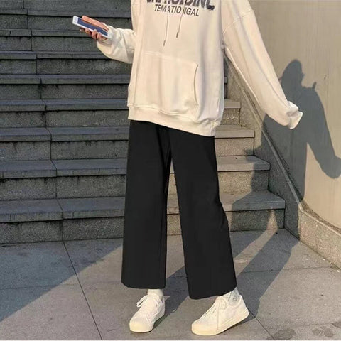 Letter pants male Korean version loose white trousers summer new streetwear casual straight-leg pants fashion women's pants