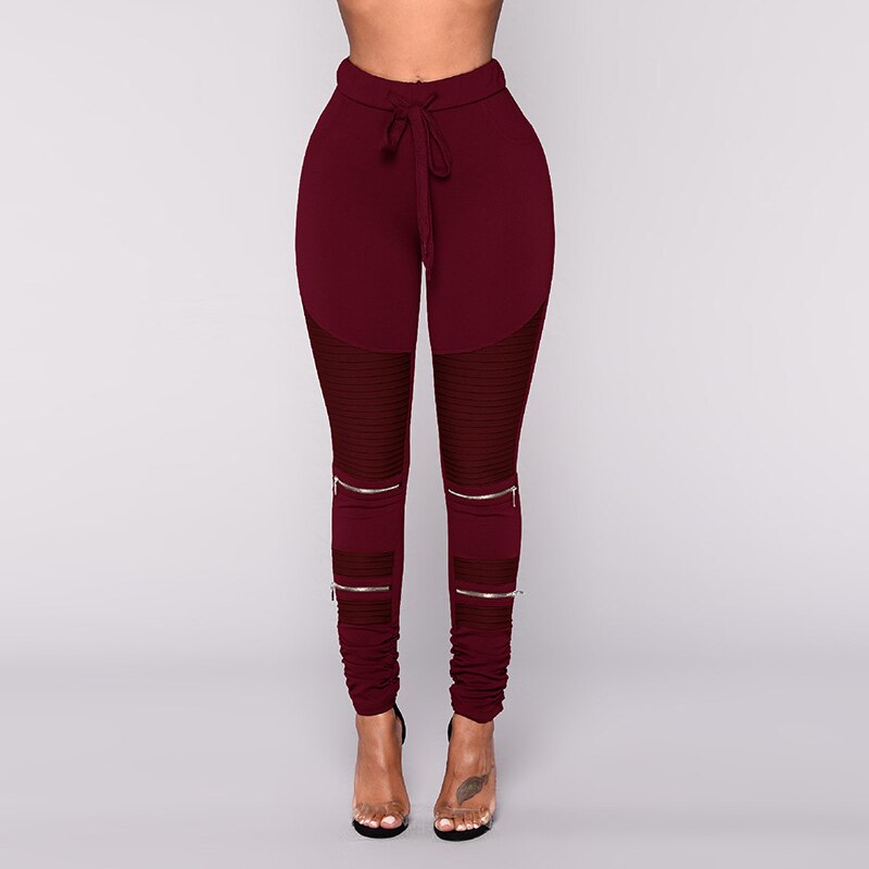 New Autumn Women's Fashion Slim Fit Long Pants Draped Trousers Drawstring Skinny Sweatpants Pockets Fake Zippers Style Pants  Pbong mid size graduation outfit romantic style teen swag clean girl ideas 90s latina aesthetic