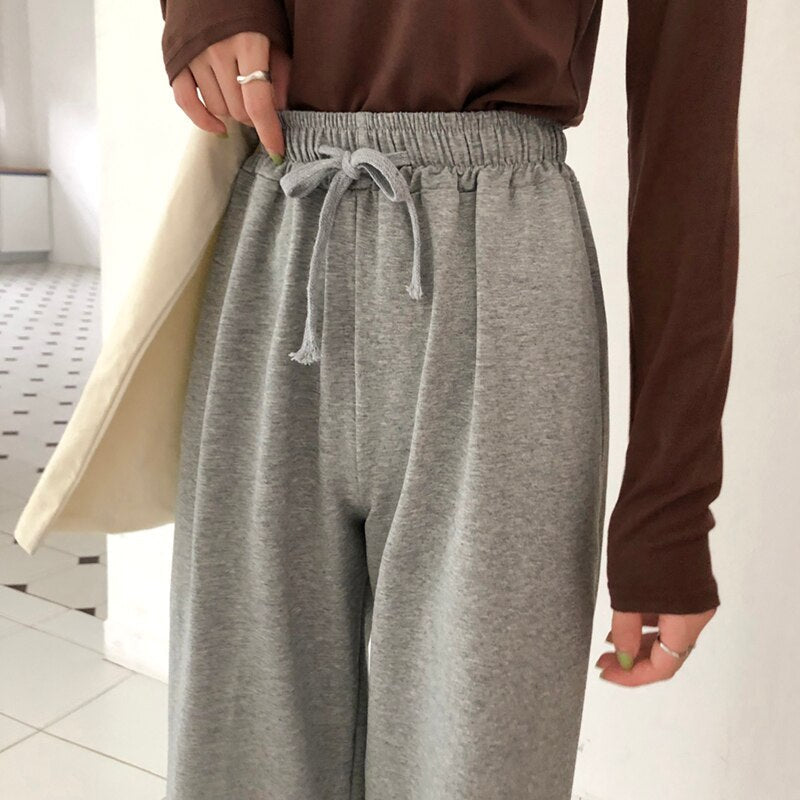 Women Pants Trousers Solid Simple All-match Harajuku Korean Chic Fashion HOT Leisure Straight Soft Comfortable High Waist Womens