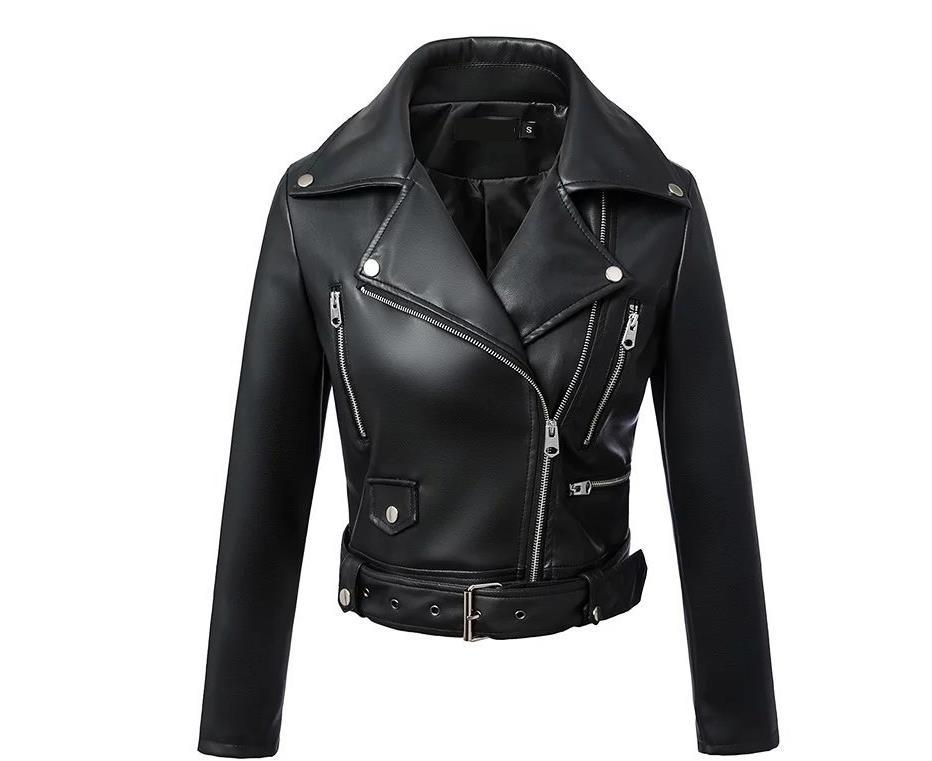 Ladies Coat Dark Academia Spring Autumn Zipper Motorcycle Jacket Women Short Faux Leather Jacket Black Red Leather Jacket