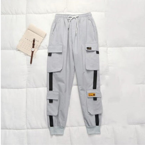 Spring Women's High Waist Cargo Pants Winter FUR Sports Loose Pants Harajuku BF Velvet Cargo Pants Elastics Trousers