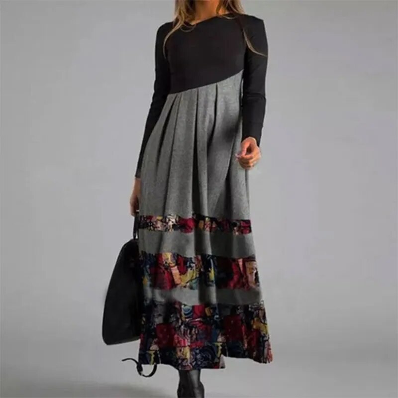 Elegant Women Long Dress V-Neck A-Line Dress Spring Autumn Vintage Cotton Long Sleeves Party Dresses Lady Casual Loose Vestidos