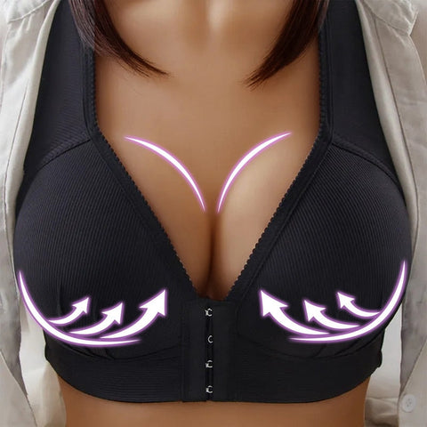 Sexy Push Up Bra Front Closure Solid Color Brassiere Wireless Bralette Breast Seamless Bras for Women Underwear Plus Size