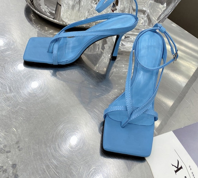 Gladiator Sandals High Heels Women Fall Best Street Look Females Square Head Open Toe Clip-On Strappy Shoes