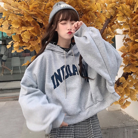 Hoodies Women Hooded Oversize Thick Plus Velvet Loose False Two-piece Letter Print Womens Hoodie All-match Leisure Simple Trendy