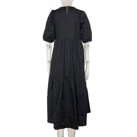 Pbong  mid size graduation outfit romantic style teen swag clean girl ideas 90s latina aestheticFandy Lokar Solid O Neck Dresses Women Fashion Asymmetrical Dress Women Elegant Poplin Dresses Female Ladies HW