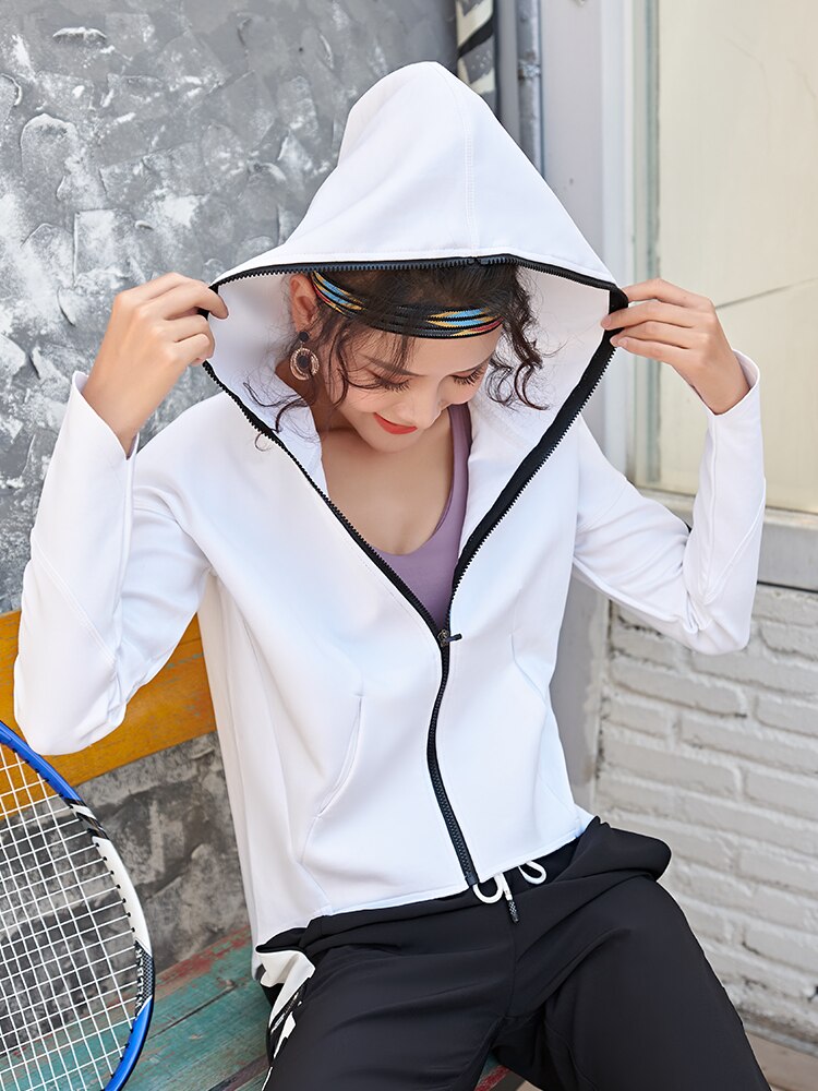 Loose sports jacket female net red fitness running quick-drying jacket zipper hooded casual training clothes outer wear