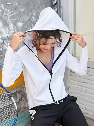 Loose sports jacket female net red fitness running quick-drying jacket zipper hooded casual training clothes outer wear