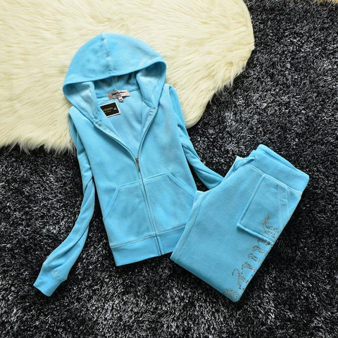 Velvet Zipper Sweatshirt And Pants Fat Sister Sportswear Women's Brand Spring/Fall Fabric Tracksuits Velour Suit Hoodies