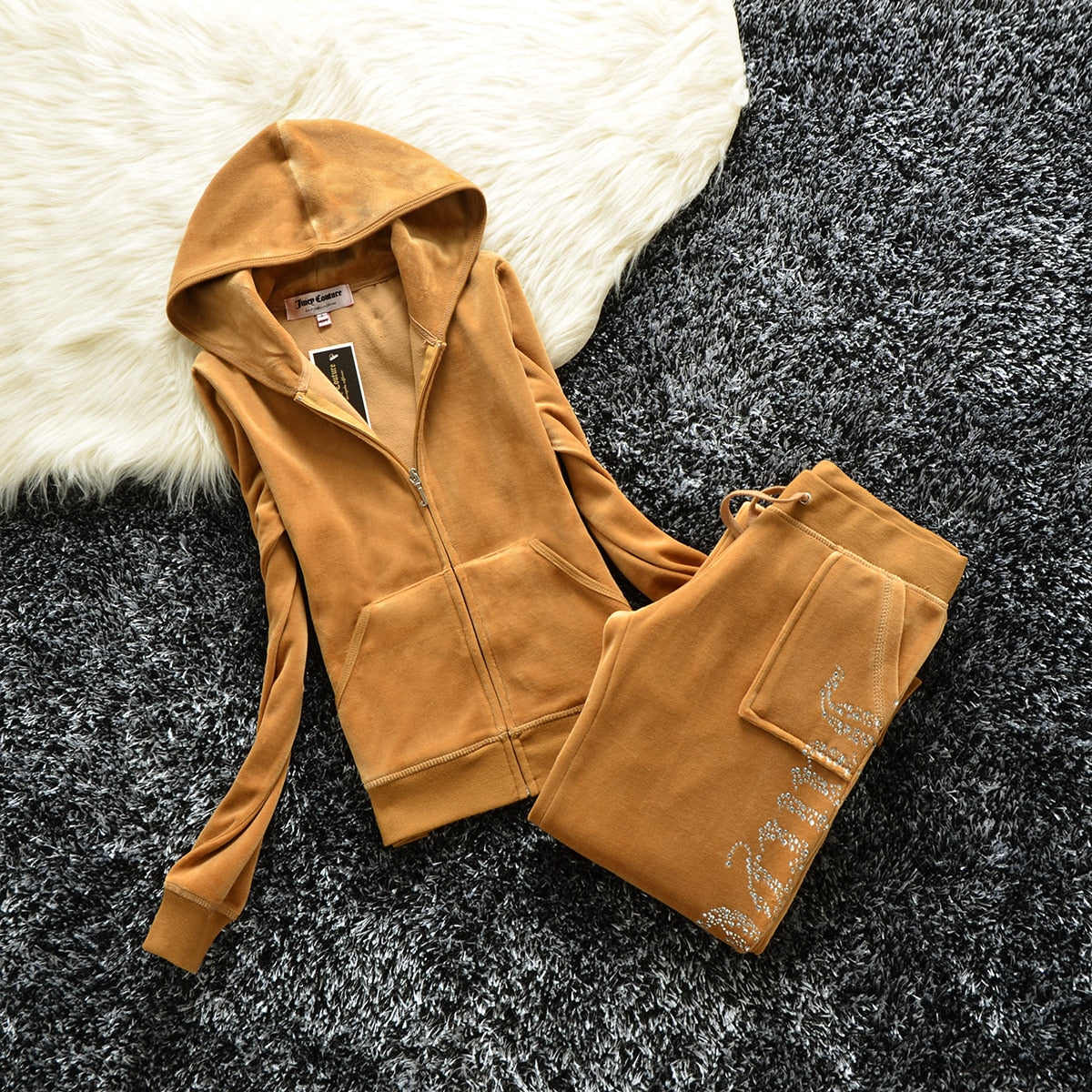 Velvet Zipper Sweatshirt And Pants Fat Sister Sportswear Women's Brand Spring/Fall Fabric Tracksuits Velour Suit Hoodies