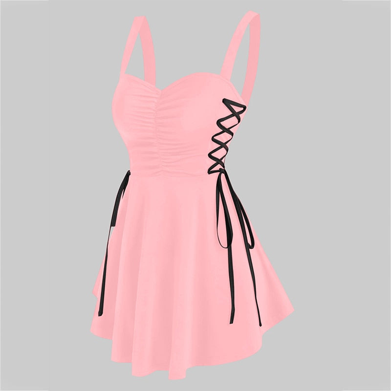 Pbong  mid size graduation outfit romantic style teen swag clean girl ideas 90s latina aestheticSummer Sexy Dress Women Open Back and Thin Temperament Sling Fashion Solid Color Drawstring High Waist V-neck Dresses