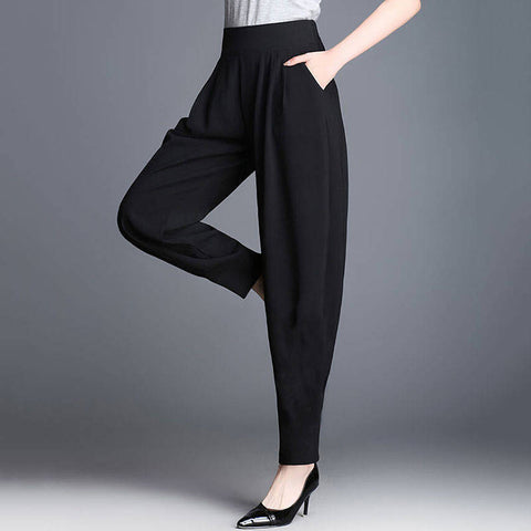 pbong Black Pencil Pants for Women Fashion Office Work Elegant Trousers  New Casual Slim Thin Korean Pockets Ankle-Length Pants