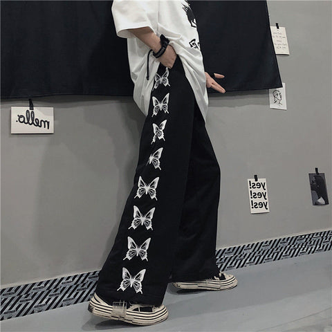 Pants Women Printed Leisure Chic Unisex Couples Trousers Harajuku Womens Loose Daily Setreetwear Hip-hop Ins Retro New Ulzzang