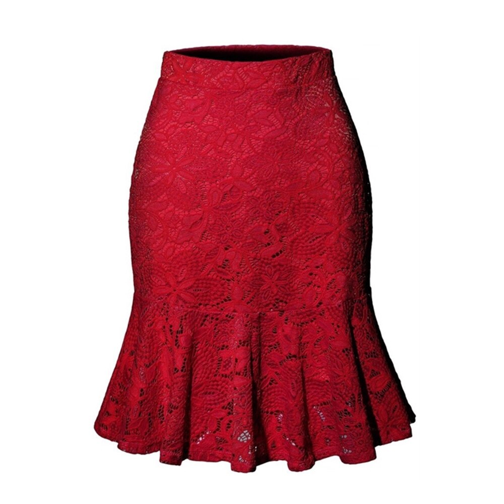 Pbong  mid size graduation outfit romantic style teen swag clean girl ideas 90s latina aestheticWoman Skirts Mini Mermaid Skirt High Waist Slim Fit Elegant Skirts Summer Office Bottoms Fishtail Knee-length Woemn Lace Skirt