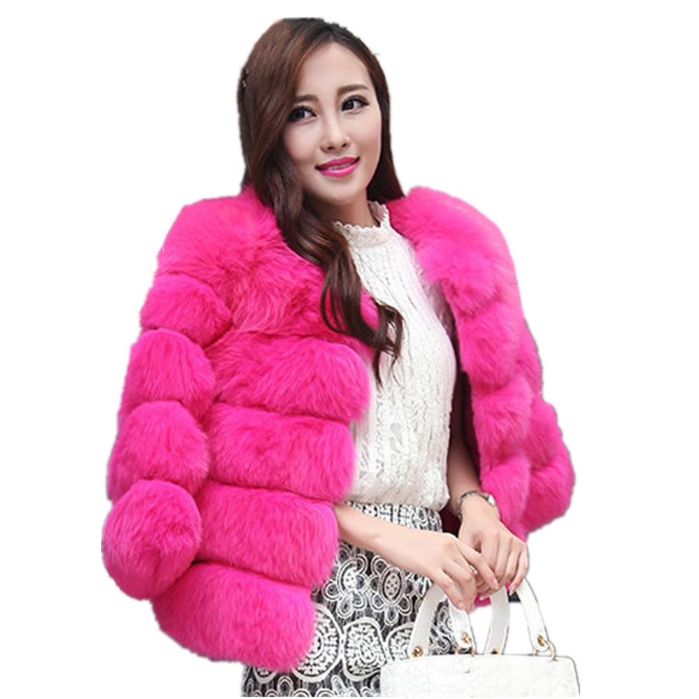 Lisa Colly New High Imitation Long Sleeves Short Fox Fur Coat Jacket Warm Winter Coat Outwear Faux Fur Coat Overcoat Furs coat