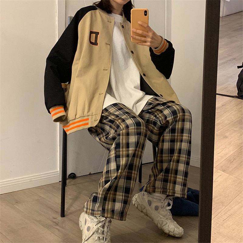 Harajuku Plaid Pants Women Oversize Wide Leg Trousers Female Korean Style High Waist Checkered Pajama Spring Summer