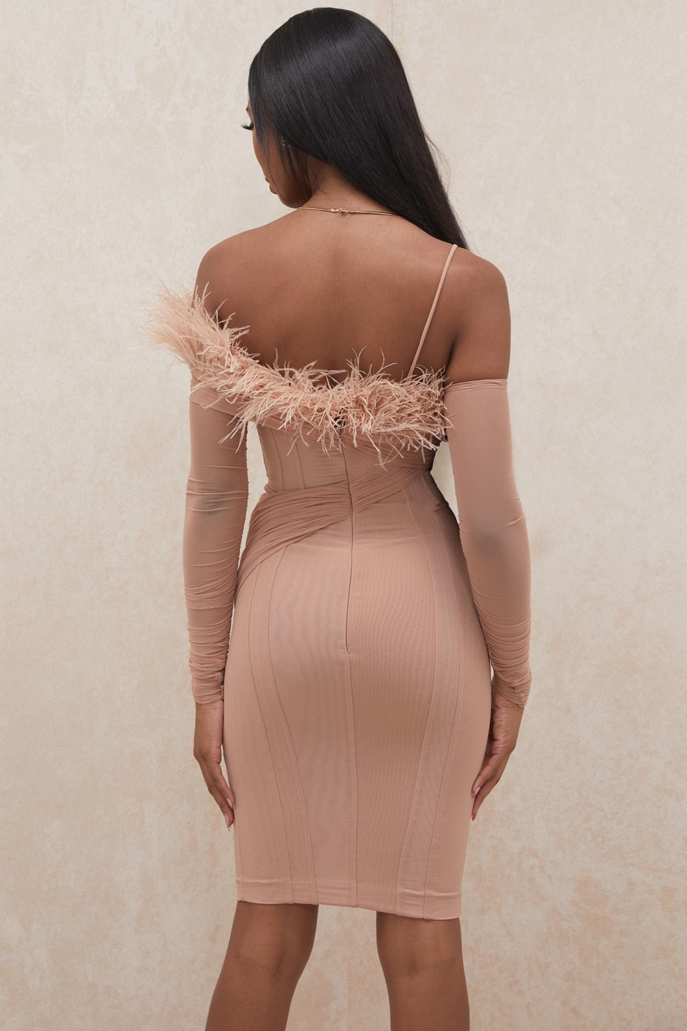 Pbong mid size graduation outfit romantic style teen swag clean girl ideas 90s latina aestheticWinter Sexy Women HL Bandage Dresses Bodycon Slash Neck Feathers Club Off Shoulder Celebrity Vestido Knee Length