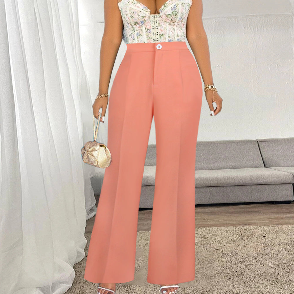 Pbong mid size graduation outfit romantic style teen swag clean girl ideas 90s latina aestheticWomen Pants High Waist Pink Elegant Wide Leg Trousers with Elastic Band Female African Fashion Casual Office Business Outfit New