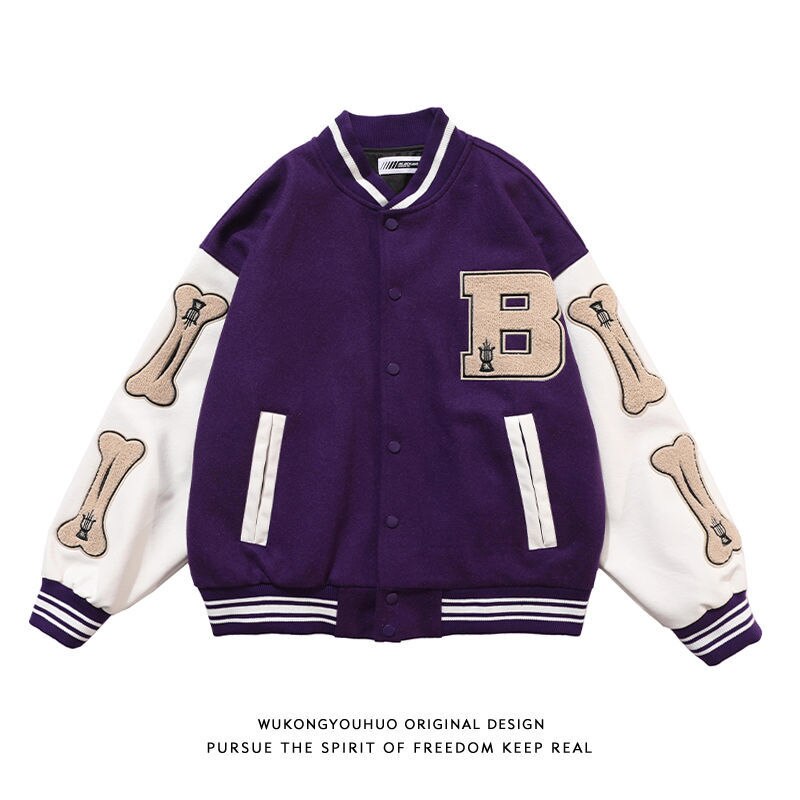 Hip Hop Baseball Uniform Flocking Printed Jacket Streetwear Loose Patchwork Jacket Men's Tops Women's Jackets Oversized Jackets