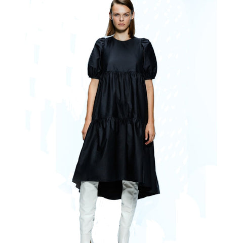 Pbong  mid size graduation outfit romantic style teen swag clean girl ideas 90s latina aestheticFandy Lokar Solid O Neck Dresses Women Fashion Asymmetrical Dress Women Elegant Poplin Dresses Female Ladies HW