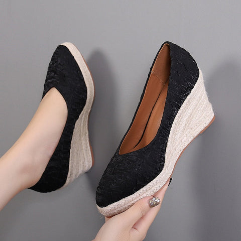 Fashion High Heels Women Wedges Shoes Elegant Ladies Party Shoes Brand Women Pumps Retro Woman Wedge Heel 8cm A3800