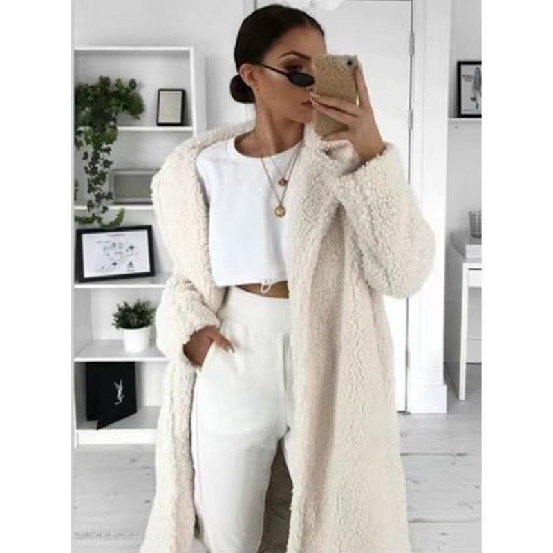 Faux Fur Teddy Coat Women Autumn Casual Plus Size Long Jacket Female Thick Warm Winter Outwear Oversize Fur mujer chaqueta