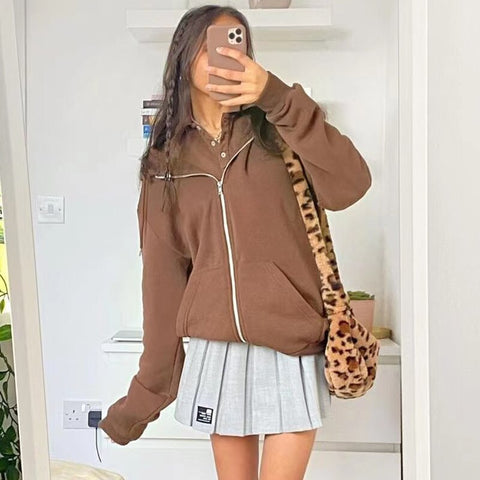 Oversize Girls Thick Hoodies Spring Fashion Ladies Streetwear Fleece Outfits Y2K Boyfriend Loose Hoodies Unisex Women Chic