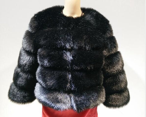 Lisa Colly New High Imitation Long Sleeves Short Fox Fur Coat Jacket Warm Winter Coat Outwear Faux Fur Coat Overcoat Furs coat