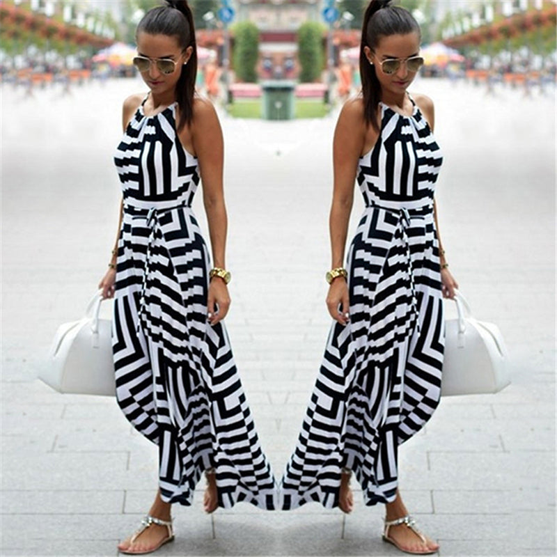 Pbong mid size graduation outfit romantic style teen swag clean girl ideas 90s latina aesthetic freaknik tomboy swaggy goingSummer Maxi Long Dress New Fashion Women Sexy Boho Striped Sleeveless Beach Style Strap Sundress Vestidos For Female Bigsweety