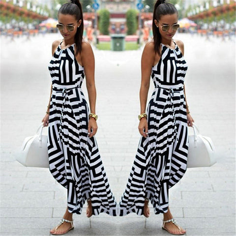 Pbong mid size graduation outfit romantic style teen swag clean girl ideas 90s latina aesthetic freaknik tomboy swaggy goingSummer Maxi Long Dress New Fashion Women Sexy Boho Striped Sleeveless Beach Style Strap Sundress Vestidos For Female Bigsweety