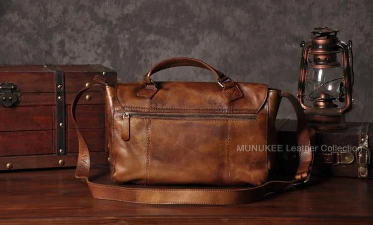 Vintage Genuine Leather Messenger Bag men Leather Shoulder Bag Men Crossbody Bag Male Sling Leisure Bag Tote Handbag Brown Grey